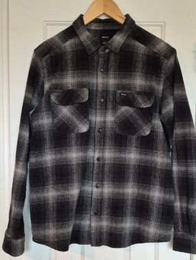 RVCA Black & White Plaid Flannel Shirt